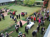 Afternoon tea in courtyard at Jimbour House